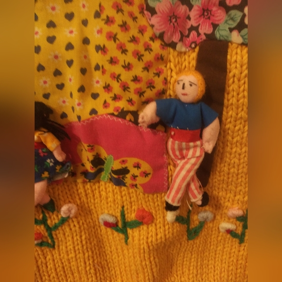 Raquel Collection Vintage Sweater Women Small Yellow Rodeo Drive 3D Patchwork - Picture 6 of 10